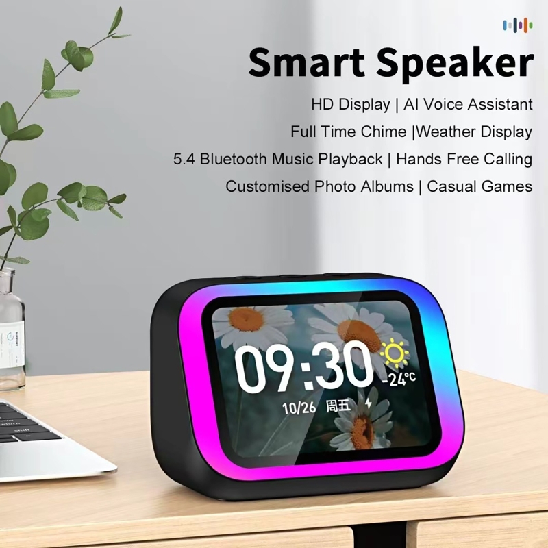 Smart Accessories - AI-stemassistent Bluetooth-luidspreker met RGB-kleurenverlichting Wekker LED-scherm