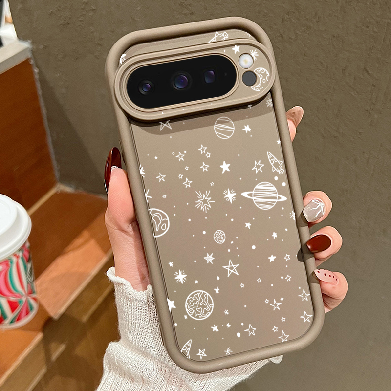 Google Pixel 9 Pro - Schitterende Ster Maan Patroon Telefoonhoesje Voor